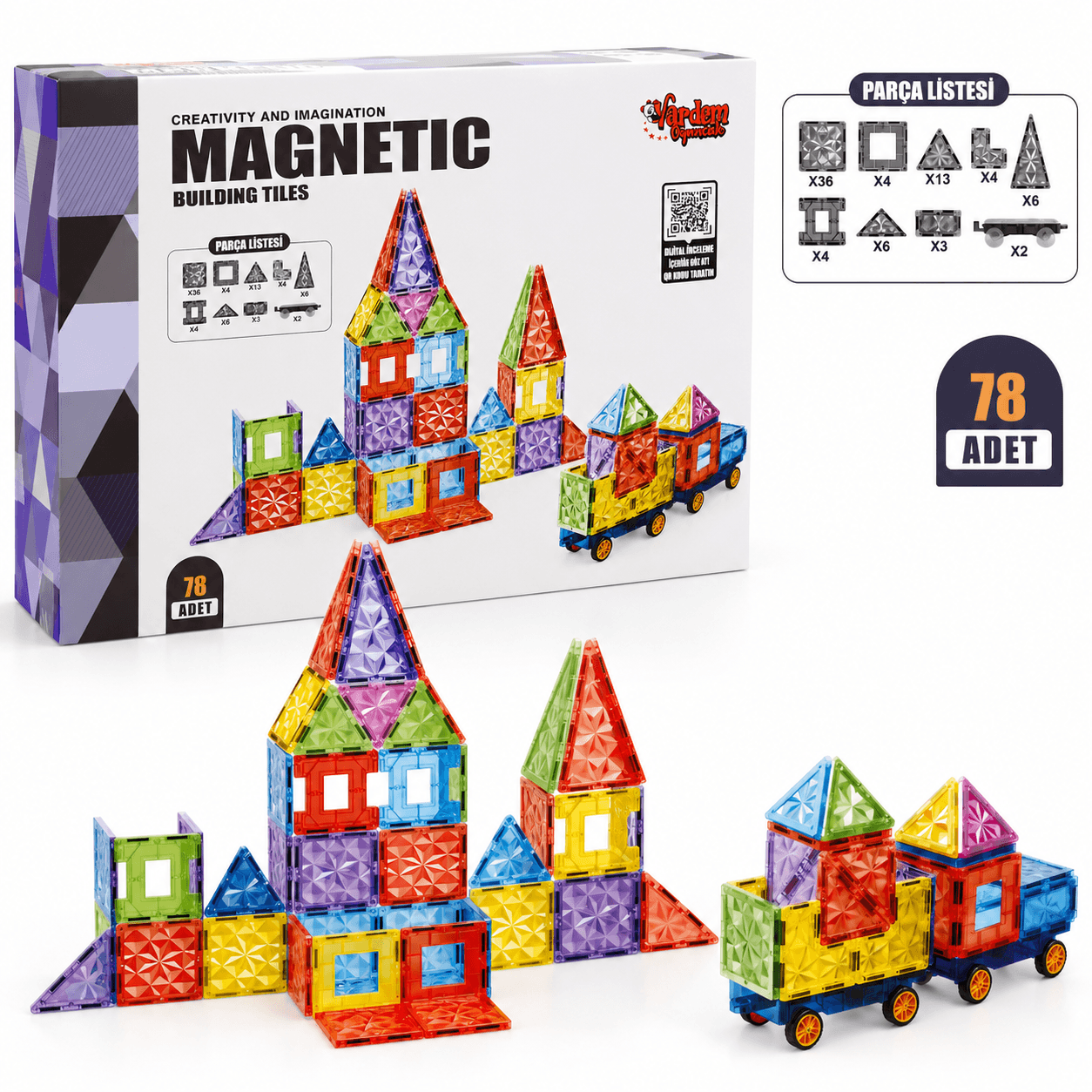 Manyetik Yapım Blokları 78 Parça