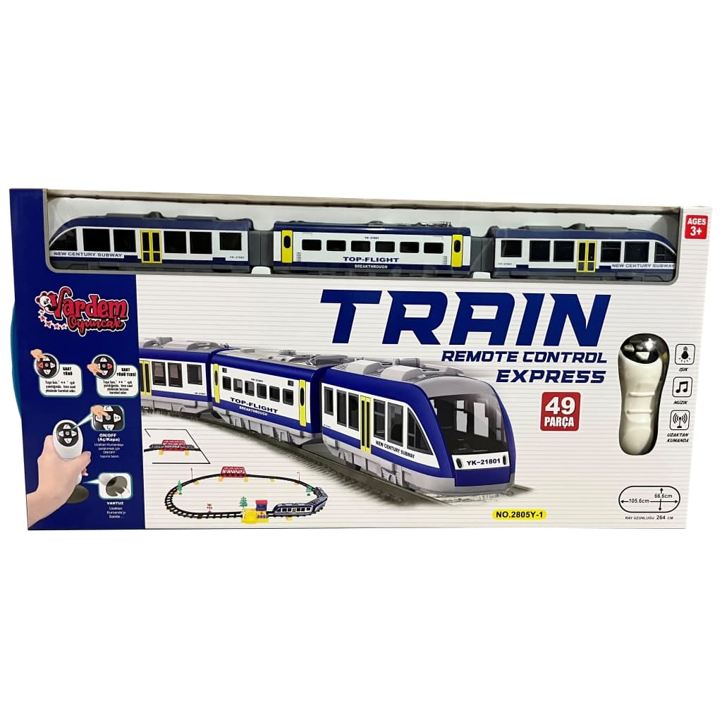 Vardem 49 Parça Uzaktan Kumandalı Işıklı ve Sesli Express Tren Seti 264 Cm.