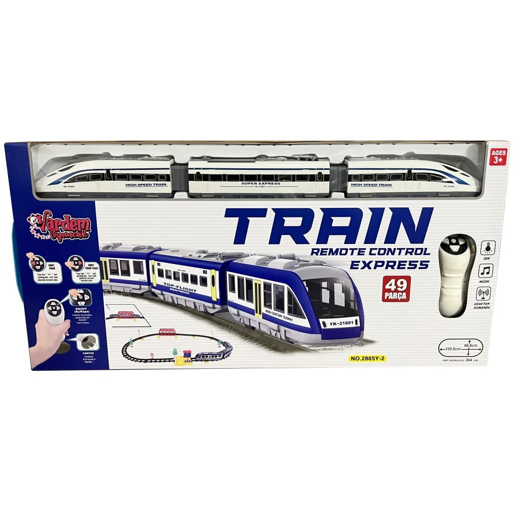 Vardem 49 Parça Uzaktan Kumandalı Işıklı ve Sesli Hızlı Tren Seti 264 Cm.